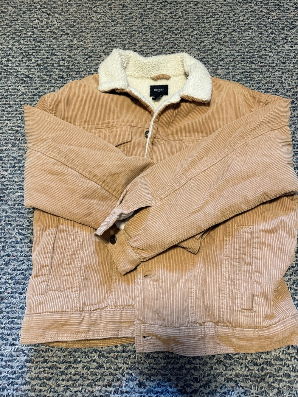 Forever 21 Tan Corduroy Sherpa-Trim Jacket